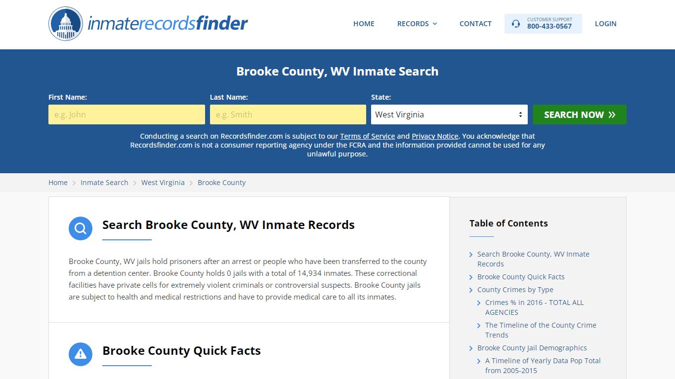 Brooke County, WV Inmate Lookup & Jail Records Online
