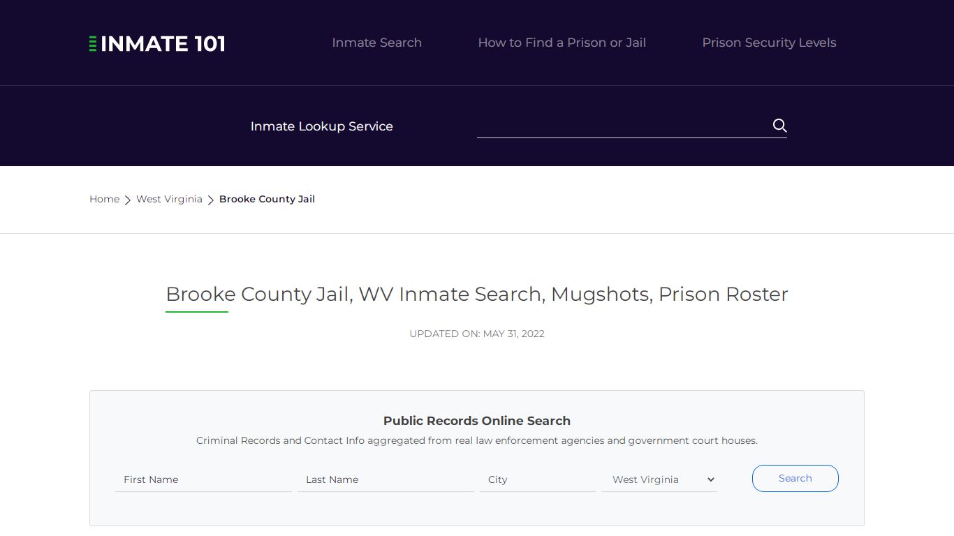 Brooke County Jail, WV Inmate Search, Mugshots, Prison ...